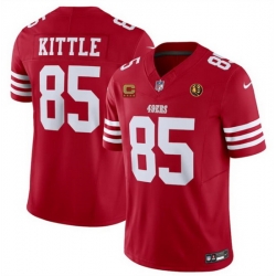 Men San Francisco 49ers 85 George Kittle Red 2023 F U S E  With 4 Star C Ptach AndJohn Madden Patch Vapor Limited Stitched Football Jersey
