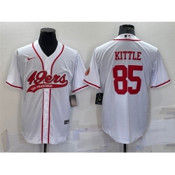 Men San Francisco 49ers 85 George Kittle White With Patch Cool Base Stitched Baseball Jersey