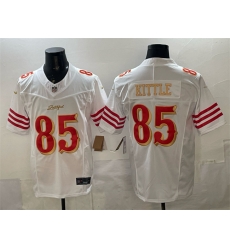 Men San Francisco 49ers 85 George kittle White Gold 2025 F U S E   Rivalries Vapor Limited Stitched Football Jersey