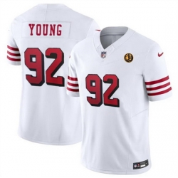 Men San Francisco 49ers 92 Chase Young New White 2023 F U S E  With John Madden Patch Vapor Limited Stitched Football Jersey