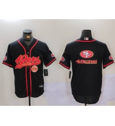 Men San Francisco 49ers Team Big Logo Black With Patch Cool Base Stitched Baseball Jersey 6