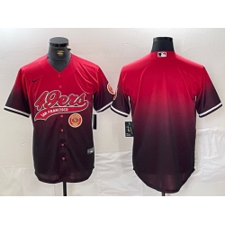 Men San Francisco 49ers Team Big Logo Red Black With Patch Cool Base Stitched Baseball Jersey 8