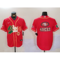 Men San Francisco 49ers Team Big Logo Red With Patch Cool Base Stitched Baseball Jersey 2