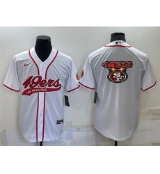 Men San Francisco 49ers White Team Big Logo With Patch Cool Base Stitched Baseball Jersey