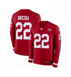 Mens Nike San Francisco 49ers 22 Matt Breida Limited Red Therma Long Sleeve NFL Jersey