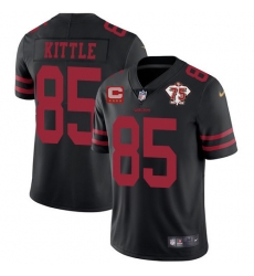 Men's San Francisco 49ers #85 George Kittle 2021 Black With C Patch 75th Anniversary Vapor Untouchable Limited Stitched Jersey