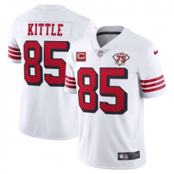 Men's San Francisco 49ers #85 George Kittle 2021 White With C Patch 75th Anniversary Vapor Untouchable Limited Stitched Jerseys