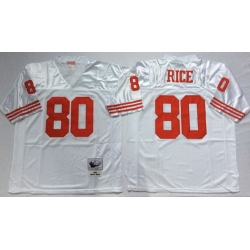 Mitchell And Ness 49ers #80 Jerry Rice white Mens Throwback Stitched NFL Jersey