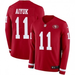 Nike 49ers 11 Brandon Aiyuk Red Team Color Men Stitched NFL Limited Therma Long Sleeve Jersey