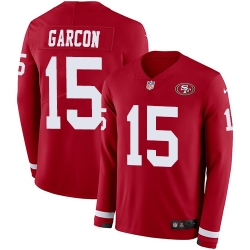 Nike 49ers #15 Pierre Garcon Red Team Color Men Stitched NFL Limited Therma Long Sleeve Jersey