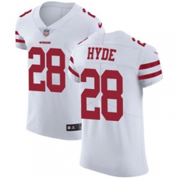 Nike 49ers #28 Carlos Hyde White Mens Stitched NFL Vapor Untouchable Elite Jersey