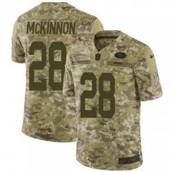 Nike 49ers #28 Jerick McKinnon Camo Mens Stitched NFL Limited 2018 Salute To Service Jersey