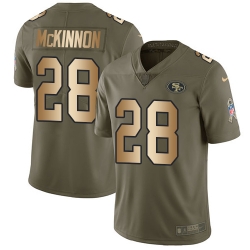 Nike 49ers #28 Jerick McKinnon Olive Gold Mens Stitched NFL Limited 2017 Salute To Service Jersey