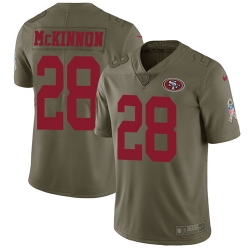 Nike 49ers #28 Jerick McKinnon Olive Mens Stitched NFL Limited 2017 Salute To Service Jersey