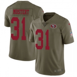 Nike 49ers 31 Raheem Mostert Olive Men Stitched NFL Limited 2017 Salute To Service Jersey