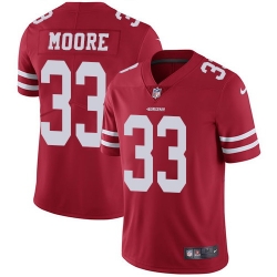 Nike 49ers #33 Tarvarius Moore Red Team Color Mens Stitched NFL Vapor Untouchable Limited Jersey