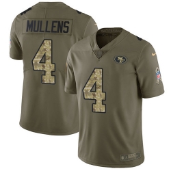 Nike 49ers #4 Nick Mullens Olive Camo Men Stitched NFL Limited 2017 Salute To Service Jersey