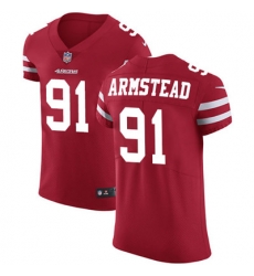 Nike 49ers #91 Arik Armstead Red Team Color Mens Stitched NFL Vapor Untouchable Elite Jersey