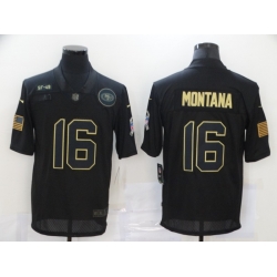 Nike San Francisco 49ers 16 Joe Montana Black 2020 Salute To Service Limited Jersey