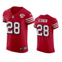 Nike San Francisco 49ers 28 Trey Sermon Red Rush Men 75th Anniversary Stitched NFL Vapor Untouchable Elite Jersey