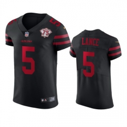 Nike San Francisco 49ers 5 Trey Lance Black Alternate Men 75th Anniversary Stitched NFL Vapor Untouchable Elite Jersey