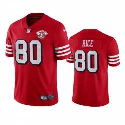 Nike San Francisco 49ers 80 Jerry Rice Red Rush Men 75th Anniversary Stitched NFL Vapor Untouchable Limited Jersey