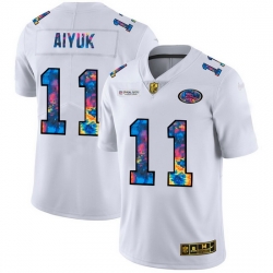 San Francisco 49ers 11 Brandon Aiyuk Men White Nike Multi Color 2020 NFL Crucial Catch Limited NFL Jersey