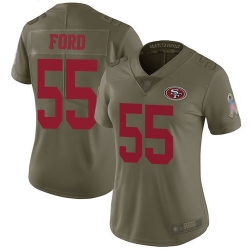 49ers 55 Dee Ford Olive Women Stitched Football Limited 2017 Salute to Service Jersey