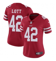 Nike 49ers #42 Ronnie Lott Red Team Color Womens Stitched NFL Vapor Untouchable Limited Jersey