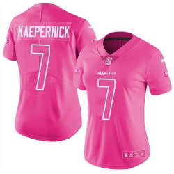 Nike 49ers #7 Colin Kaepernick Pink Womens Stitched NFL Limited Rush Fashion Jersey