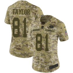 Nike 49ers #81 Trent Taylor Camo Women Stitched NFL Limited 2018 Salute to Service Jersey