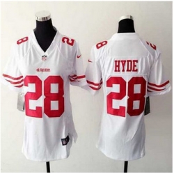 WoMens New 49ers #28 Carlos Hyde White Stitched NFL Elite Jersey