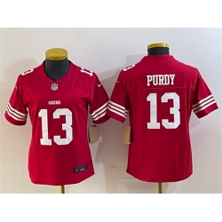 Women San Francisco 49ers 13 Brock Purdy Red 2023 F U S E  Vapor Untouchable Limited Stitched Football Jersey  Run Small