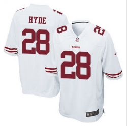 Youth NEW 49ers #28 Carlos Hyde White Stitched NFL Elite Jersey