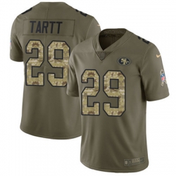 Youth Nike 49ers #29 Jaquiski Tartt Olive Camo Stitched NFL Limited 2017 Salute to Service Jersey