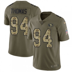 Youth Nike 49ers #94 Solomon Thomas Olive Camo Stitched NFL Limited 2017 Salute to Service Jersey