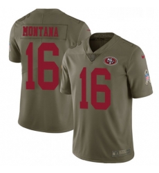 Youth Nike San Francisco 49ers 16 Joe Montana Limited Olive 2017 Salute to Service NFL Jersey