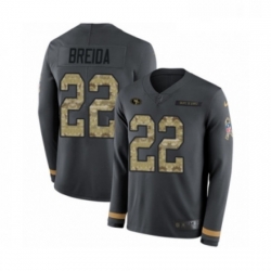 Youth Nike San Francisco 49ers 22 Matt Breida Limited Black Salute to Service Therma Long Sleeve NFL Jersey