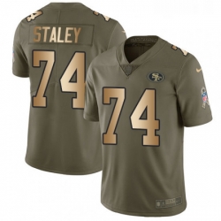 Youth Nike San Francisco 49ers 74 Joe Staley Limited OliveGold 2017 Salute to Service NFL Jersey