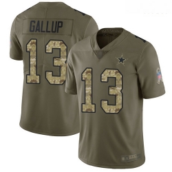 Cowboys 13 Michael Gallup Olive Camo Men Stitched Football Limited 2017 Salute To Service Jersey