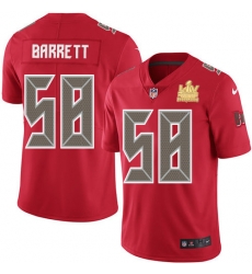 Men Nike Tampa Bay Buccaneers 58 Shaquil Barrett Red Men Super Bowl LV Champions Patch Stitched NFL Limited Rush Jersey