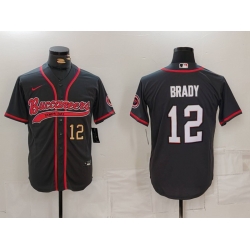 Men Tampa Bay Buccaneers  12 Tom Brady Black Cool Base Stitched Baseball Jersey 1