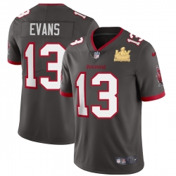 Men Tampa Bay Buccaneers 13 Mike Evans Men Super Bowl LV Champions Patch Nike Pewter Alternate Vapor Limited Jersey