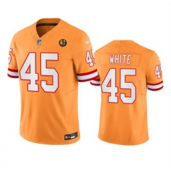 Men Tampa Bay Buccaneers 45 Devin White Orange 2023 F U S E  Throwback With John Madden Patch Vapor Limited Stitched Football Jersey