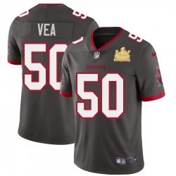Men Tampa Bay Buccaneers 50 Vita Vea Men Super Bowl LV Champions Patch Nike Pewter Alternate Vapor Limited Jersey