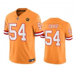 Men Tampa Bay Buccaneers 54 Lavonte David Orange 2023 F U S E  Throwback With John Madden Patch Vapor Limited Stitched Football Jersey