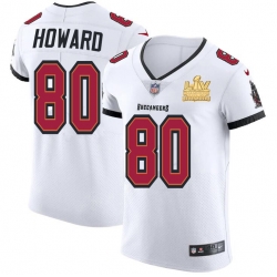 Men Tampa Bay Buccaneers 80 O  J  Howard Men Super Bowl LV Champions Patch Nike White Vapor Elite Jersey