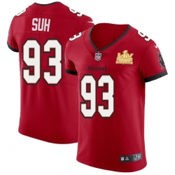 Men Tampa Bay Buccaneers 93 Ndamukong Suh Men Super Bowl LV Champions Patch Nike Red Vapor Elite Jersey