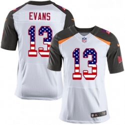 Mens Nike Tampa Bay Buccaneers 13 Mike Evans Elite White Road USA Flag Fashion NFL Jersey