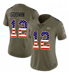 Womens Nike Tampa Bay Buccaneers 12 Chris Godwin Limited OliveUSA Flag 2017 Salute to Service NFL Jersey